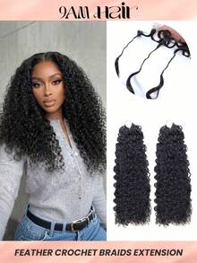 Boho Braids 波西米亚风辫子精灵卷发自然黑色钩针编织真人发接发羽毛线钩针编织无结预分离羽毛真人发18-24英寸50克 - SNatural - 查看 14