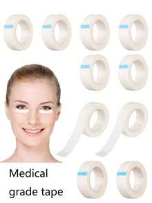 10 rollos de cinta adhesiva para extensiones de pestañas, parches transpirables y blancos debajo de los ojos, sin pelusa, cinta adhesiva para mapeo de pestañas, aislamiento, suministros profesionales de maquillaje para salón - Blanco - Ver 5