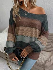 EMERY ROSE Áo len nữ trễ vai kiểu dáng thường ngày, thích hợp cho mùa thu/đông, áo len nữ mùa xuân, kiểu dáng thường ngày. - Nhiều màu - Xem 5