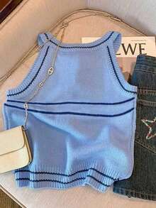 Resyla Women's Casual Floral Pattern Halter Neck Knit Top, Summer - Multicolor - View 2