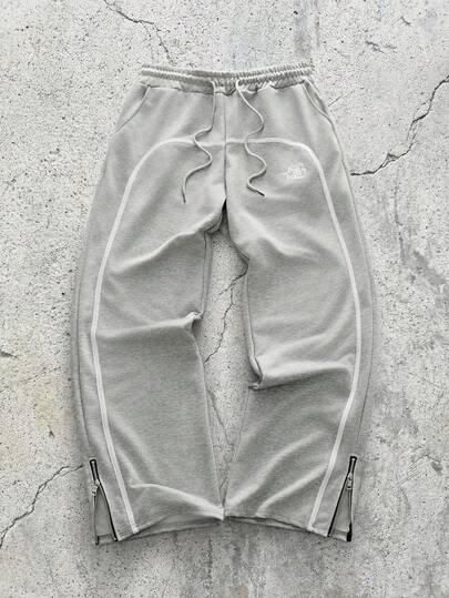 EVRINFINITE Men's Tie Front Pocket Printed Sweatpants, Casual For Daily Wear, Going Out Fashion Long Drawstring Baggy Color Block Sweatpants, For Husband, Boyfriend Gifts,Sports Pants,Summer Pants