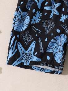 Quần bơi nam có dây rút ở eo, họa tiết cây nhiệt đới. - Nhiều màu - Xem 5