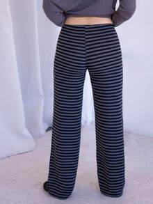 Andrea Bello Quần sọc đen cạp siêu thấp mới dành cho nữ, Thu/Đông - màu đen - Xem 2