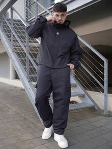 LEOGASHI LEOGASHI 1 件男士多口袋纯色修身工装裤，适合春夏海滩、度假、日常通勤、运动、户外、休闲、健身、跑步、直筒裤，百搭时尚，秋季 - 黑色 - 查看 5