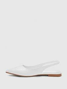 CUCCOO BIZCHIC Women's Pointed Toe Slip-On Flat Shoes, Beige Patent Leather, Suitable For Work And Commute, Spring/Summer/Autumn Valentine's Day - White - View 3