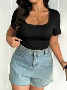 SHEIN Frenchy 3件套加大码女士时尚连体衣，黑色、杏色、咖啡色百搭休闲连体衣 - 彩色 - 查看 5