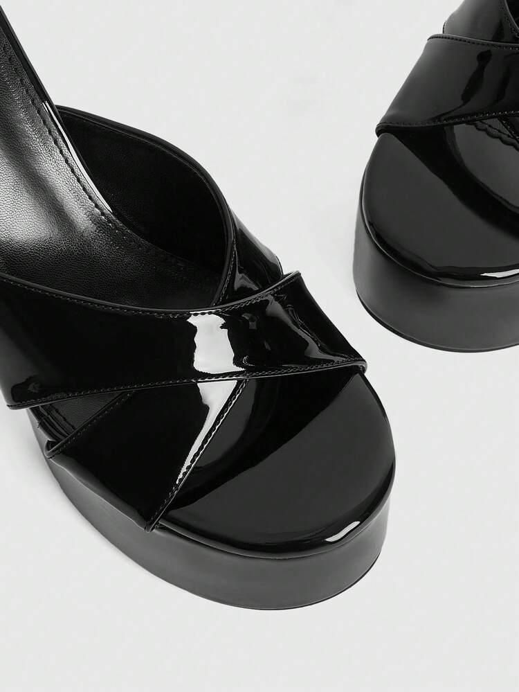 CUCCOO LuxiPop Women's Waterproof Thick-Sole Strappy High Heel Sandals, Black, Sexy & Fashionable For Nightclub, Suitable For Vacation, Travel, 2000s Style