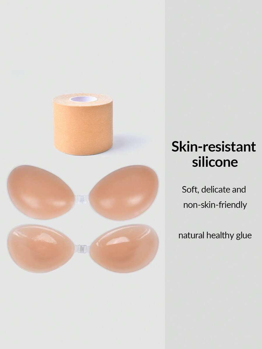 SHAPORA 1+1 女士粘性文胸，水刺无纺布 - 藕粉色 - 查看 1