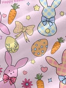 PopScrub Easter Cartoon Print Scrub Uniform Top - Multicolor - View 3