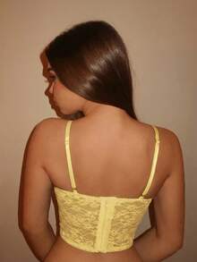 SHEIN BAE Áo corset đen có thể tháo rời, thích hợp cho lễ hội âm nhạc và các buổi hòa nhạc, trang phục đi xem hòa nhạc. - Màu vàng - Xem 4