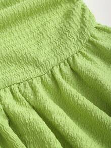 Sweetra 美式性感风格深V领露背设计金属扣点缀夏季清新绿色系亮丽海滩度假不对称下摆设计纯假日女士短裙 - 綠色 - 查看 4