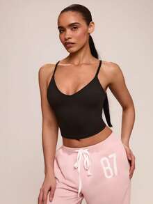 SHEIN BAE 无缝修身短款运动吊带衫 - 黑色 - 查看 4