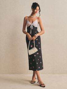 Poéselle 女士波点花卉印花系带优雅连衣裙 - 彩色 - 查看 5