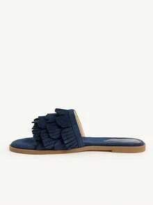 CUCCOO CHICEST Simple And Versatile Temperament Comfortable Fashion Generous Commuter Vacation Beach Flat Sandals Summer Shoes - Navy Blue - View 5