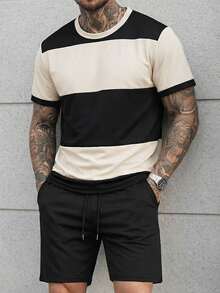 Manfinity CasualCool Conjunto de camisetas de manga corta para hombre, adecuadas para uso casual y reuniones al aire libre - Caqui - Ver 3