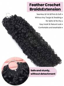 Boho Braids 1 pieza Extensiones de cabello natural rizado tipo pixie de ganchillo, sin nudos, pre-separadas, plumas de cabello de 18-24 pulgadas, 100G - Natural Black - Ver 6