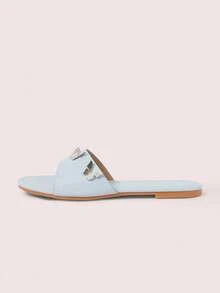CUCCOO DOLLMOD Sandal nữ màu xanh dương thoải mái, Sandal hình bướm kim loại Sweet Wind. - Màu xanh lam - Xem 2