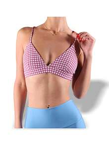 Alo Yoga Bra VAPOR SPLENDOR GINGHAM Sweat Absorption Breathable Lightweight Soft Versatile Easy To Wash Yoga Sports Women Pink White W9437R - RASPBERRY SORBET - 粉色/白色 - 查看 1