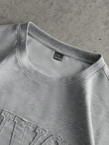 Manfinity Roghcode Set di magliette casual alla moda da uomo, con marchio e ricamo di lettere, confortevoli - Grigio - Visualizzare 5