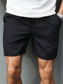 Manfinity Homme Men's Drawstring Waist Pocket Casual Versatile Daily Wear Shorts Gym Clothes Men Shorts Men Streetwear Shorts Men Black Swim Trunk Men Drawstring Shorts Old Money,Daily Leisure, Weekend Trips, Outdoor Activities, Travel Expeditions, Relaxed Work Environments Or Semi-Formal Occasions, Boyfriend/Husband Gift, Anniversary /Birthday Gift Party Summer Vacation Holiday,Wedding,Spring To Summer Men Cruise Outfit Yacht Outfit Men Men Beach Outfit Set - Black - View 7