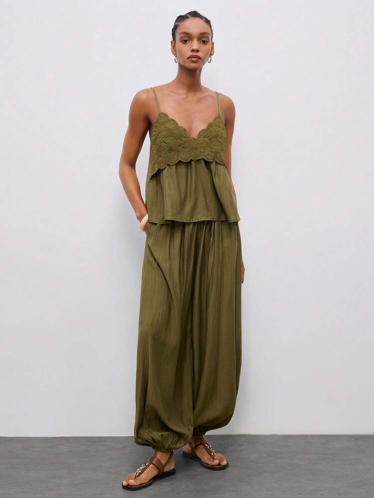 SHEIN Maija Women's Solid Color Loose Casual Camisole,Green Top , Beach Outfit ,Summer Outfit For Women , Festival Outfits For Women,Vacation Outfits Women ,Summer Holiday Outfits Women's Summer Co Ord Women's Summer Outfits,Summer Top