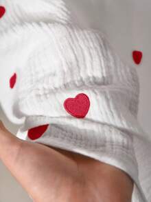 CosyJoli Áo camisole mùa hè cỡ lớn không tay, dây mảnh, phối ren, họa tiết trái tim. - Đỏ và trắng - Xem 7
