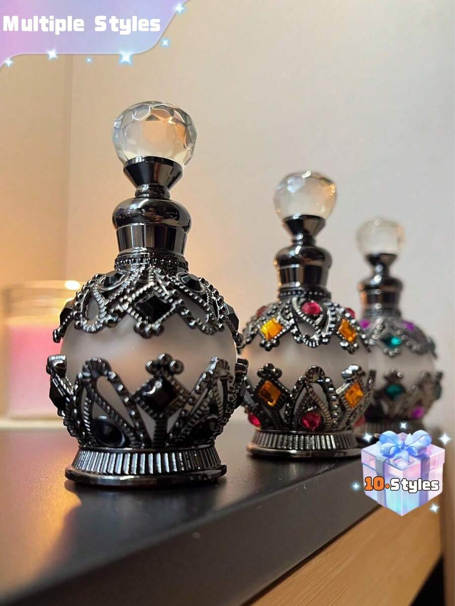 1 Stück 15ml Ätherisches Öl Parfümflasche, hochwertige Aromatherapie Flasche, Kristallflasche, kleine nachfüllbare Aromatherapie Flasche, Reise Ätherisches Öl Spender Flasche mit Glasdropper, Vintage Dubai Stil Flasche, Muttertags Geschenk, Frauen Geschenk, Valentinstag Geschenk, Reise, Valentinstag, für Wohnzimmer, Schlafzimmer, Schönheitssalon Dekoration (Ohne Parfüm, nur leere Flasche) Geschenke Geburtstag Abschluss - Parfüm-Unterabfüllung - Übersicht 1