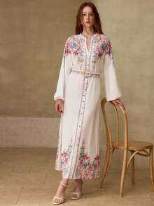 MOTF PREMIUM 女士优雅印花长袖连衣裙 - 彩色 - 查看 5