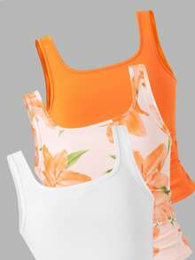 Girls' White Camisole 3 Pieces Set, Soft Fabric, Minimalist & Fashionable Style, Suitable For Wearing Outwardly Or As Layering, Versatile For Daily Outings To Showcase Girls' Sweet Elegant - Multicolor - View 6