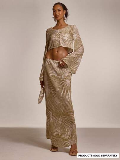 MUSERA Printed Floor Length Maxi Skirt Coord Skirt Only Cute Summer Spring Sexy Going Out Beach Holiday Vacation Honey Tides