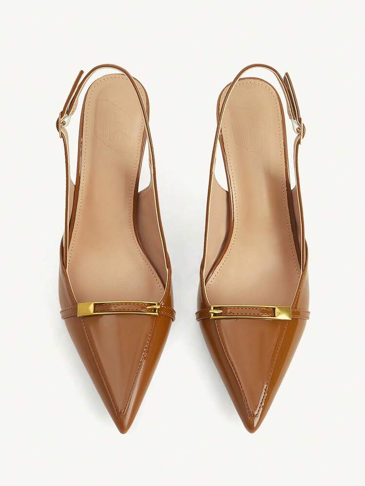 CUCCOO CHICEST Women's Shoes Fashion Brown Basic Elegance Metal Trim High Heels