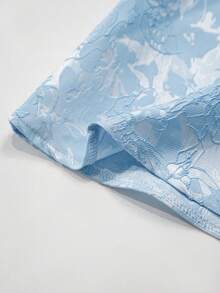 Ellevyn 蓝色3D立体花卉方领收腰连衣裙 - 藍色 - 查看 3