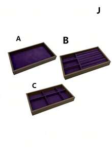 Khay đựng trang sức bằng nhung, hộp đựng trang sức dung tích lớn với các ngăn riêng biệt, giá trưng bày trang sức có thể xếp chồng lên nhau dùng để đựng bông tai, dây chuyền, vòng tay, nhẫn, kẹp tóc, băng đô, v.v. - Màu tím - Xem 17