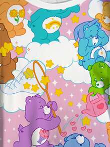 SHEIN X Care Bears 大码女式卡通印花休闲百搭日常短袖T恤 - 白色 - 查看 4