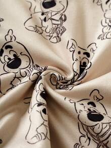 SCOOBY-DOO X SHEIN Bộ áo thun ngắn tay cổ tròn in hình hoạt hình cho bé trai và quần short - Cà phê nâu - Xem 6