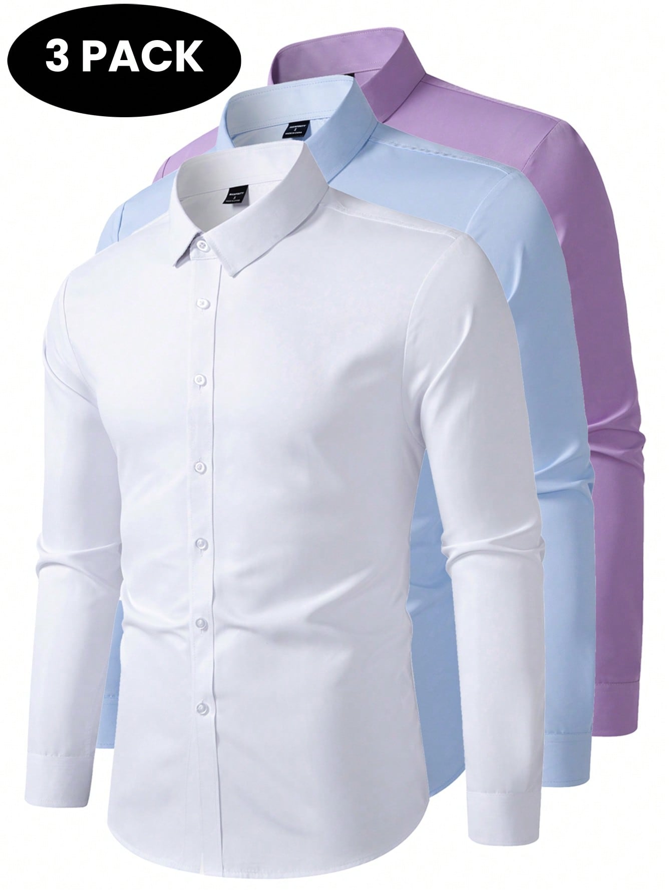 Manfinity Mode قميص رجالي أحادي الصدر بأكمام طويلة...