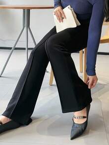 Dazy Plus Quần ống loe bó sát co giãn màu trơn cỡ lớn dành cho nữ, quần mặc nhà cho mọi mùa Thu - màu đen - Xem 9