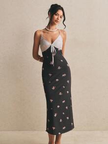 Poéselle 女士波点花卉印花系带优雅连衣裙 - 彩色 - 查看 6