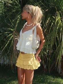 Sydney Algeri Váy đi biển họa tiết sóng đơn giản cho nữ - Màu vàng - Xem 4