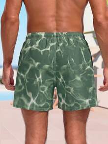 Manfinity VDAYZ Men's Tie-Dye Print Beach Shorts - Dark Green - View 2