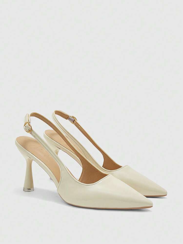 CUCCOO BIZCHIC Women Shoes Pointed Thin High Heel Beige Fashion Basics Daily Versatile Commuter To Work Shopping Women's High Heel Shoes Slingback Shoes Women's Shoes