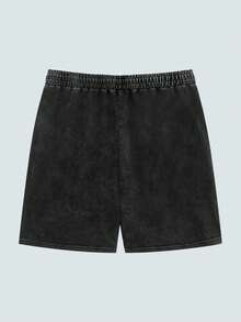 Modcrash Men's Shorts, Streetwear Vintage Washed Casual, Relaxed Fit, Sports, Spring Summer, Unisex - Black - View 7