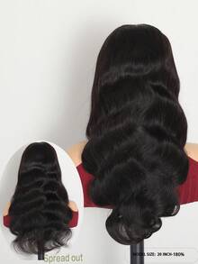 Pelucas con frente de encaje de 180 de densidad - Línea de cabello natural, encaje transparente de 13x6, cabello ondulado, unisex adulto, estilo vacacional, cómodo y fácil de usar - Natural Black - Ver 3