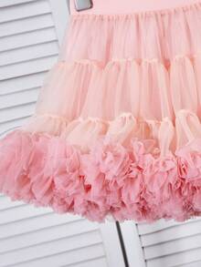 SHEIN Falda de tul con volantes y capas de gasa para niña - Rosa vieja - Ver 3