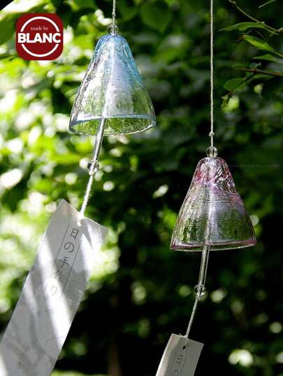 Madebyblanc 1 Stück handbemalte Glaswindspiel, japanisches Windspiel, handgemachte kreative Windspiel Dekoration, rosa und lila Glaswindspiel, hängendes Kristallglaswindspiel, handgemachtes Geburtstagsgeschenkanhänger, Weihnachtsparty Dekoration Zuhause, Fenster Dekoration für Garten und Haus, exquisite Outdoor- und Innenraum-Kunstdekoration, Schlafzimmer, Wohnzimmer, Geschäftstür