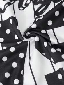 SHEIN 2件套女童波点条纹字母单肩优雅短袖上衣搭配层叠荷叶边半裙套装，适合派对、外出、日常穿着。女童套装，女童波点半裙，佐伊套装，女童棒球服，女童服装，青少年女童服装。 - 彩色 - 查看 6