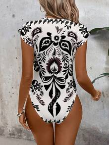 SHEIN LUNE Áo liền thân in họa tiết kiểu dáng thường ngày dành cho nữ, thích hợp cho mùa xuân và mùa hè. - Nhiều màu - Xem 2