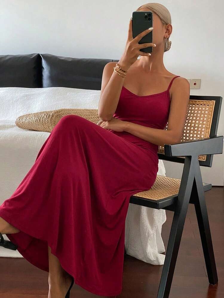 New Summer Solid Color Beach Vacation Casual Long Dress For Women