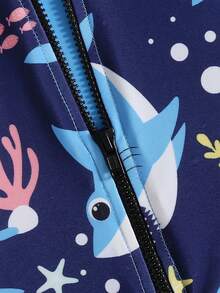 SHEIN 男童休闲街头风印花针织泳装 - 彩色 - 查看 3