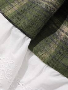 FRIFUL Women's Plaid Strap Patchwork Embroidered Cotton Fabric Front Bow Decor Casual Loose Versatile Tank Top, Autumn/Winter Summer - Green - View 6